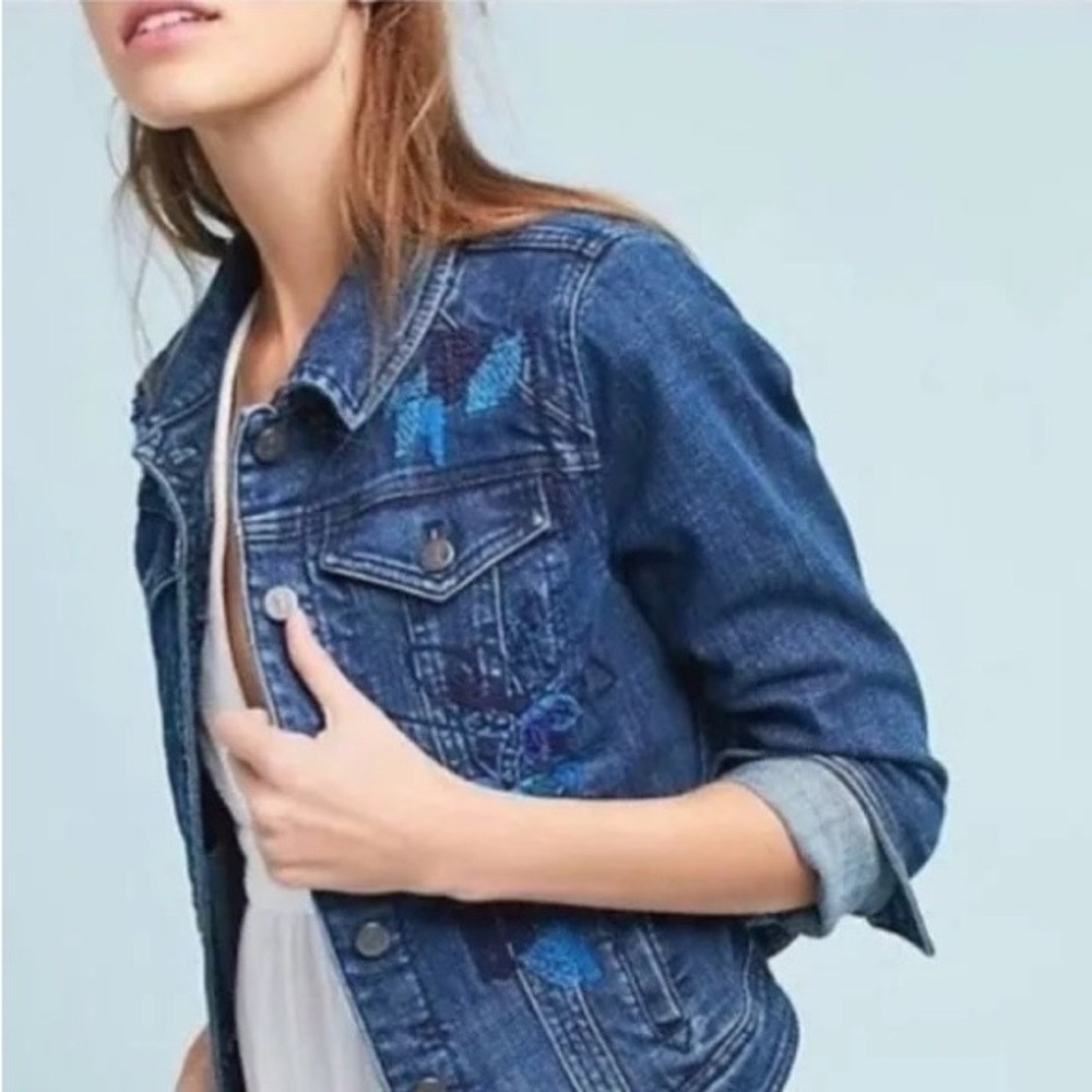 Anthropologie Embellished Jean Jacket